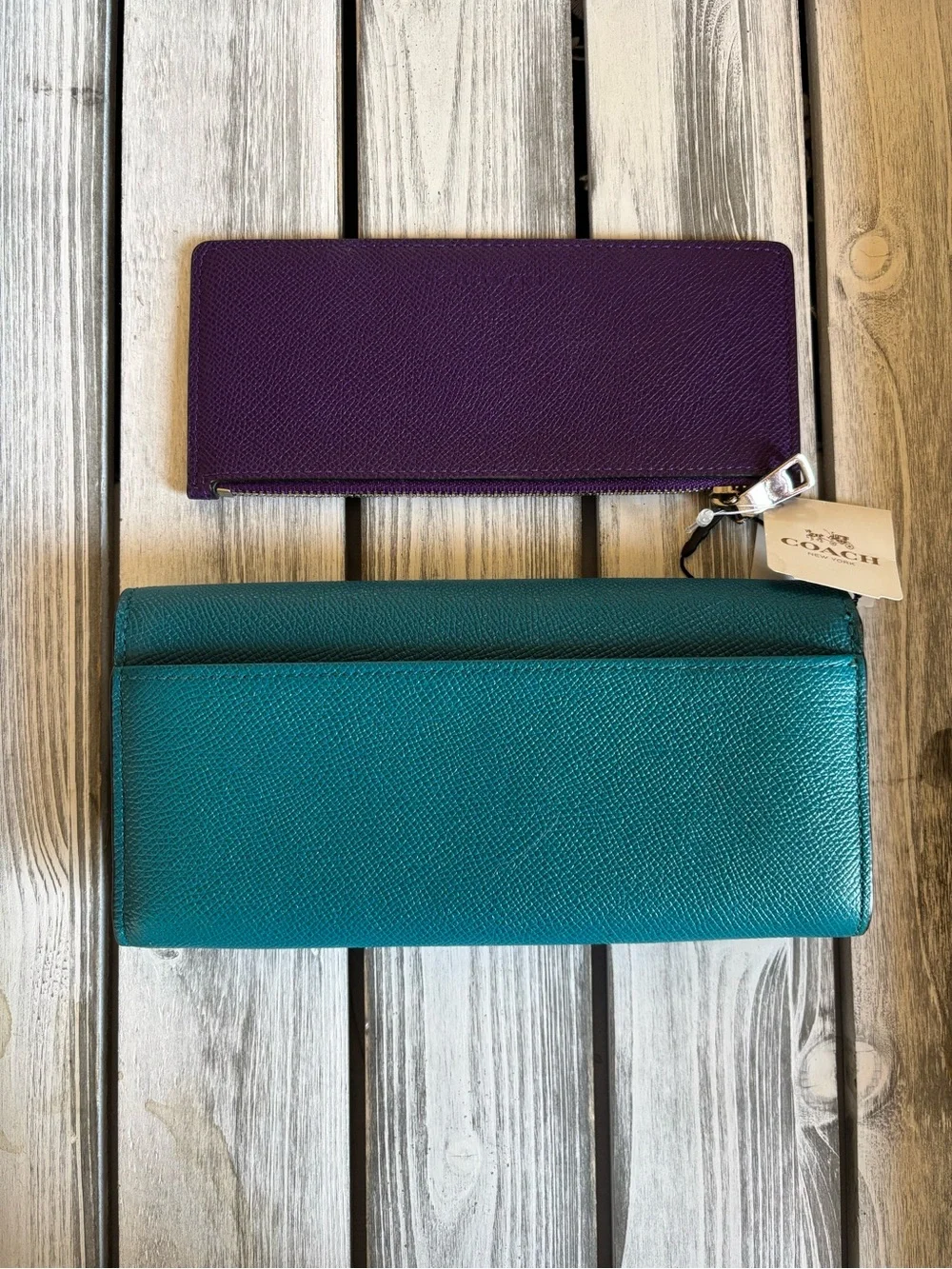 Teal Leather Coach Wallet